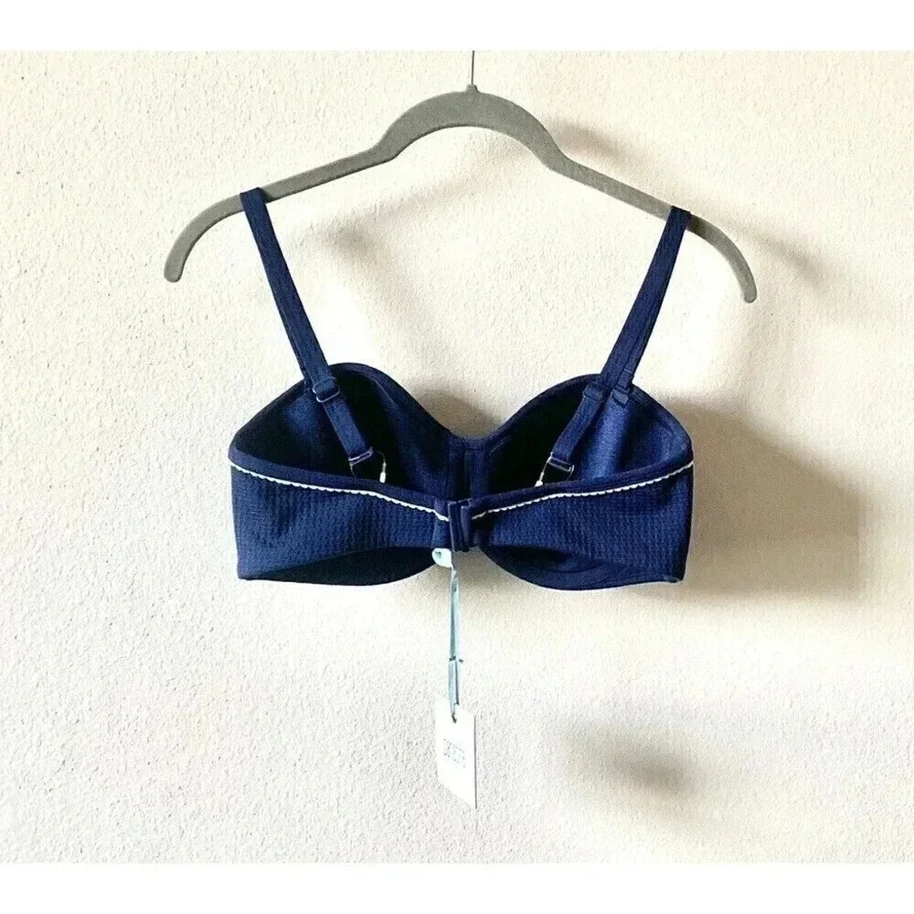 Panache Anya Voyage Bandeau Bikini Swim Top SW1043 Navy/White Size US34D Bra Top